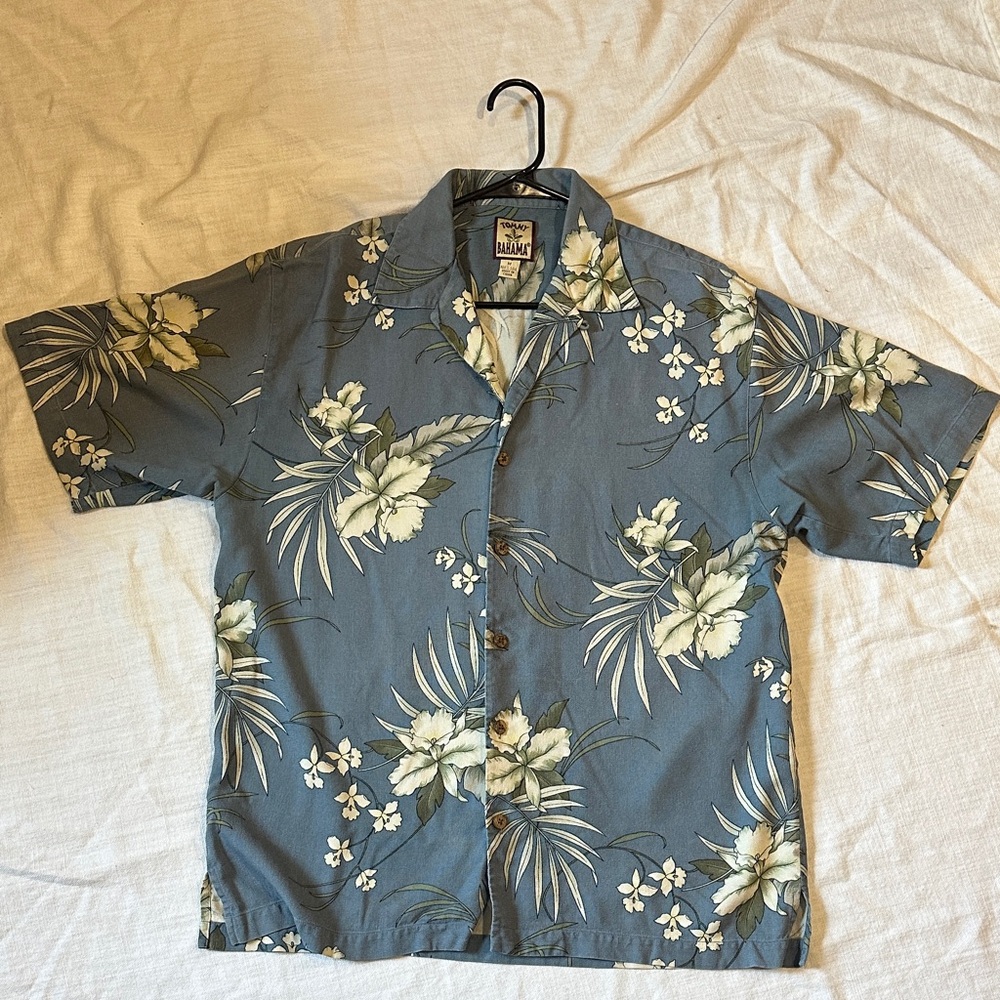 Tommy Bahama Blue and Cream Floral Shirt
